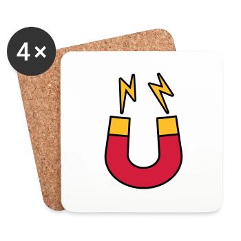 Lightning magnet logo funny - Coasters (set of 4) - white - Front