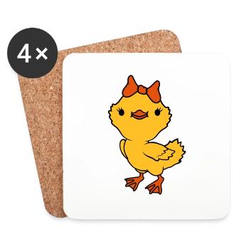 Chick Bow Female Girl - Coasters (set of 4) - white - Front