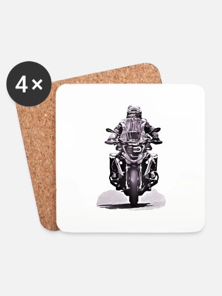 GS Motorradfahrer black - Untersetzer (4er-Set) - Weiß
