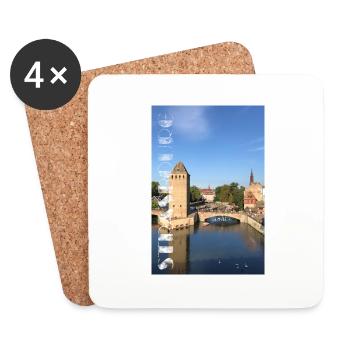 Strasbourg Alsace Covered Bridges - Coasters (set of 4) - white - Front
