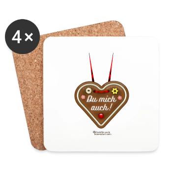 Lebkuchenherz Du mich auch - Untersetzer (4er-Set) - Weiß - Vorne