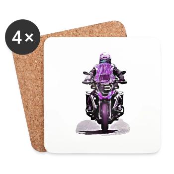 GS Motorradfahrer lila - Untersetzer (4er-Set) - Weiß - Vorne