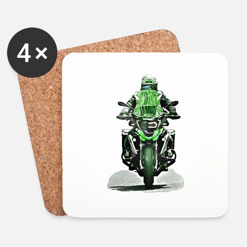 GS Motorradfahrer grün - Untersetzer (4er-Set) - Weiß