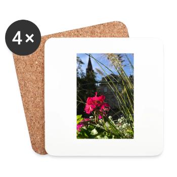 Alsace Strasbourg Cathedral Flower - Coasters (set of 4) - white - Front