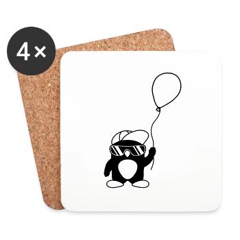 Penguin Beanie Lunettes de soleil Ballon - Dessous de verre (lot de 4) - blanc - Devant