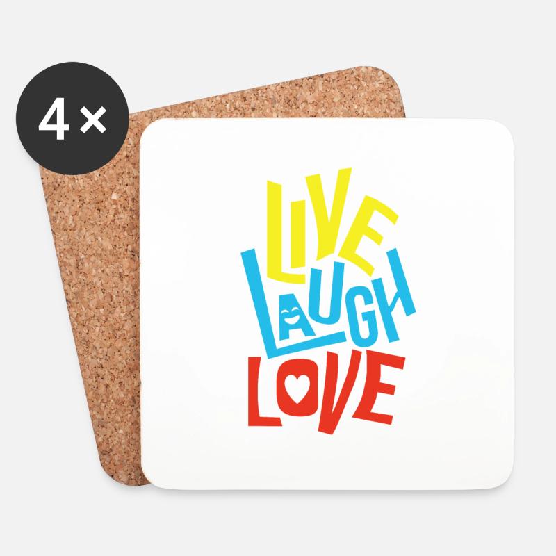 Live Laugh Love - Untersetzer (4er-Set) - Weiß