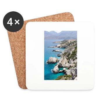 Stone cliff by the sea of Crete - Coasters (set of 4) - white - Front