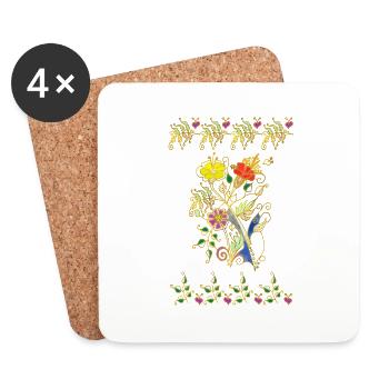 Fleur - Dessous de verre (lot de 4) - blanc - Devant