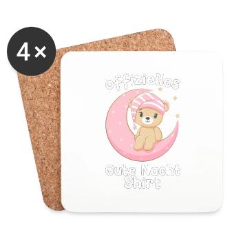 Schlaf Bär schlafen Bärchen Geschenk - Untersetzer (4er-Set) - Weiß - Vorne