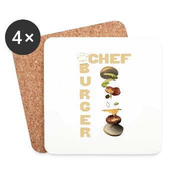 Burger Chef - Dessous de verre (lot de 4) - blanc - Devant