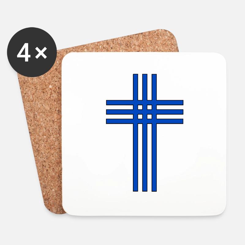 Kreuz - Untersetzer (4er-Set) - Weiß