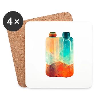 Deux bouteilles à boire Retro - Dessous de verre (lot de 4) - blanc - Devant