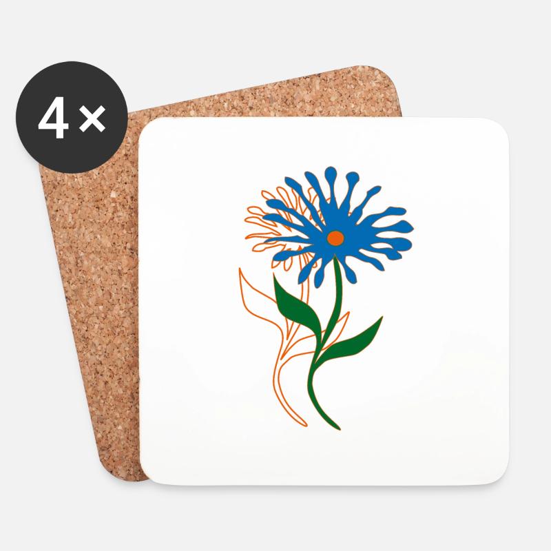 Blumen, Flowers - Untersetzer (4er-Set) - Weiß