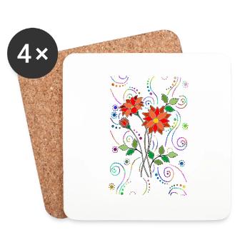 Fleur - Dessous de verre (lot de 4) - blanc - Devant