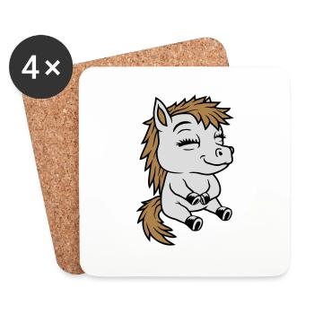 Small seated comic pony - Coasters (set of 4) - white - Front