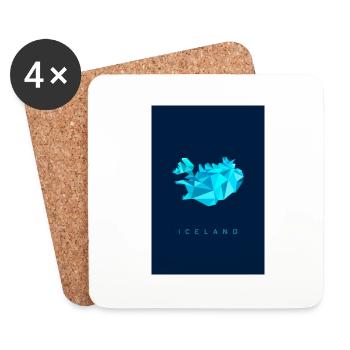 Iceland Map - Map - ICELAND - geometric - Coasters (set of 4) - white - Front