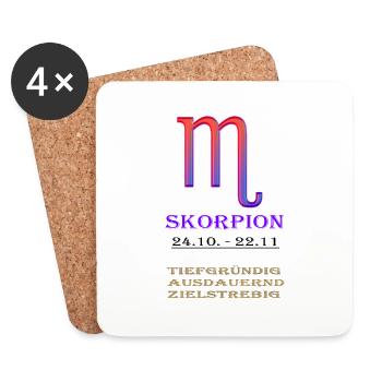 Skorpion Sternzeichen - Untersetzer (4er-Set) - Weiß - Vorne