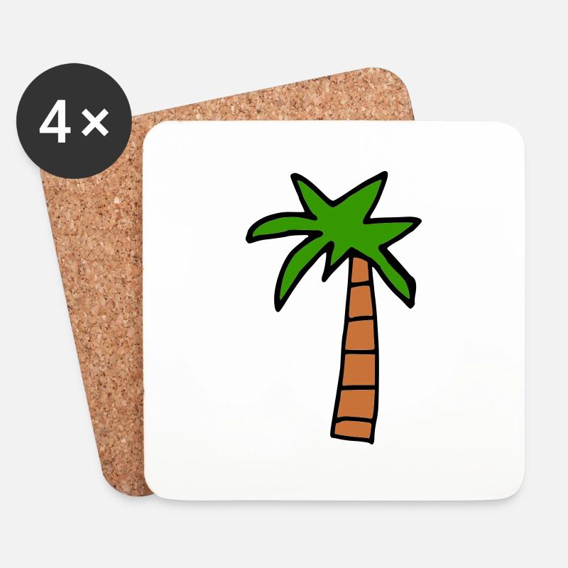 Palme - Untersetzer (4er-Set) - Weiß
