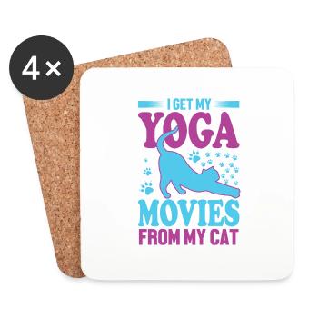 Katze Liebe Love Tier Geschenk Cat Yoga Tshirt - Untersetzer (4er-Set) - Weiß - Vorne