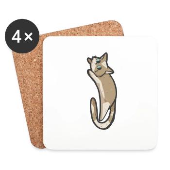 Cute Beige Cat - Coasters (set of 4) - white - Front