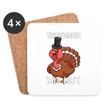 Truthahn Thanksgiving Erntedankfest Hut Geschenk - Untersetzer (4er-Set) - Weiß - Vorne