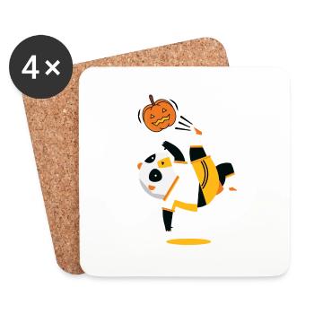 Lustiger Halloween Fussball Panda Geschenkidee - Untersetzer (4er-Set) - Weiß - Vorne