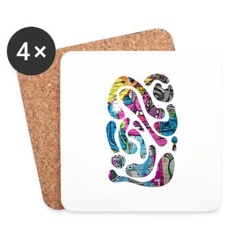 Graffiti-Stil Splash Hip Hop Farben Maler Farbe - Untersetzer (4er-Set) - Weiß - Vorne