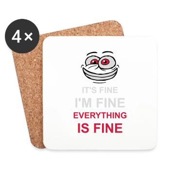 everything is fine quote - Coasters (set of 4) - white - Front