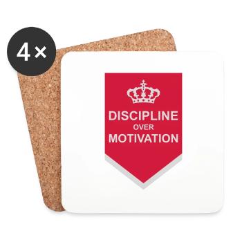 discipline over motivation quote - Coasters (set of 4) - white - Front