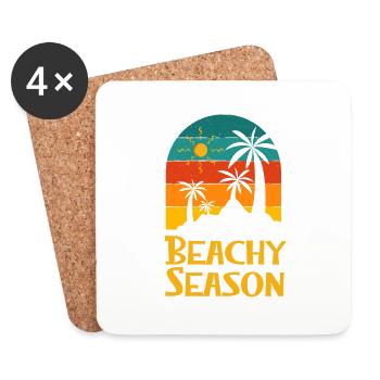 Beachy Season Beach Girlfriend Ocean Fiance - Coasters (set of 4) - white - Front