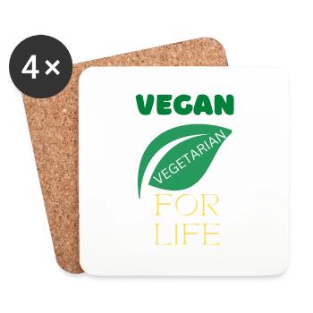 vegan for life , vegan day, - Coasters (set of 4) - white - Front