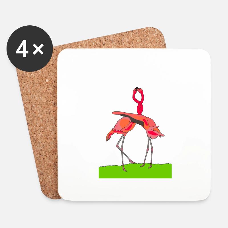 flamingos - Untersetzer (4er-Set) - Weiß