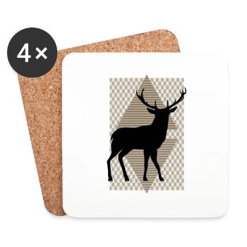Cerf - Dessous de verre (lot de 4) - blanc - Devant