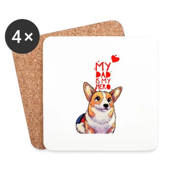 my dad is my hero - Untersetzer (4er-Set) - Weiß - Vorne