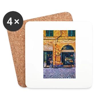 Vintage Roma Small Shops Painting Italy Lover Gift - Dessous de verre (lot de 4) - blanc - Devant