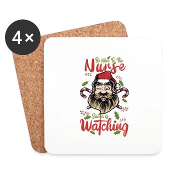 Soyez gentil avec l’infirmière que le Père Noël regarde - Dessous de verre (lot de 4) - blanc - Devant