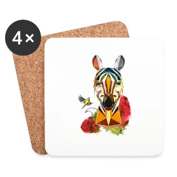 Zebra Bird Illustration - Untersetzer (4er-Set) - Weiß - Vorne