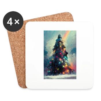 Vibrant Christmas Tree - Coasters (set of 4) - white - Front