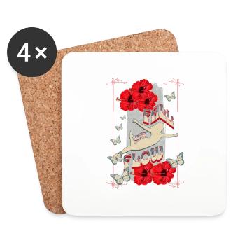 Fall into Flow, Dance Design, Vintage, Retro - Untersetzer (4er-Set) - Weiß - Vorne