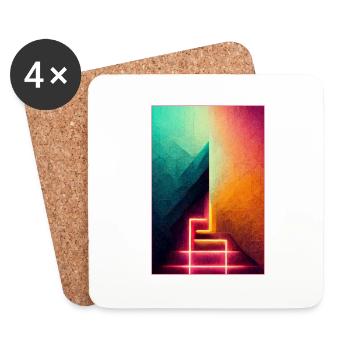 Abstrakt Neon Crossnes Art - Untersetzer (4er-Set) - Weiß - Vorne
