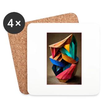 3d Abstract Sculpture of Pure Geometrical - Untersetzer (4er-Set) - Weiß - Vorne