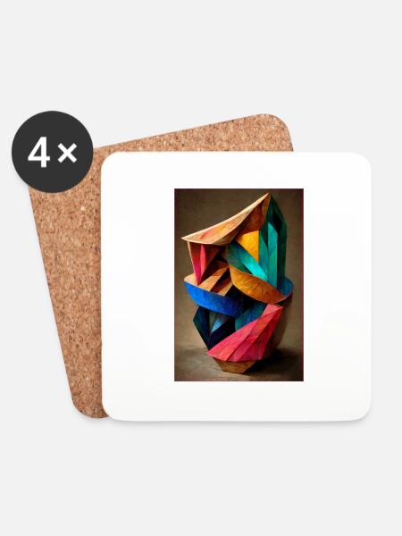 3d Abstract Sculpture of Pure Geometrical - Untersetzer (4er-Set) - Weiß