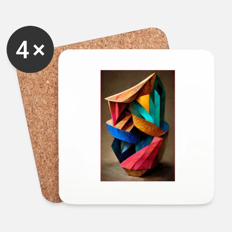 3d Abstract Sculpture of Pure Geometrical - Untersetzer (4er-Set) - Weiß