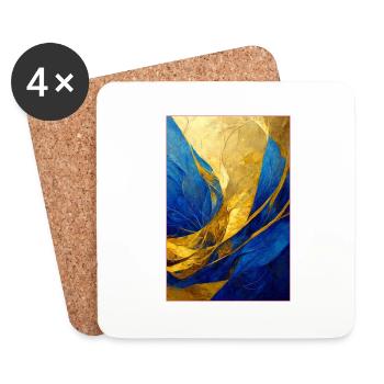 Abstract Painting in Blue and Gold - Untersetzer (4er-Set) - Weiß - Vorne