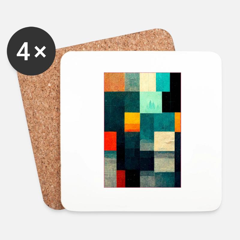 Abstract Pixel Art - Untersetzer (4er-Set) - Weiß