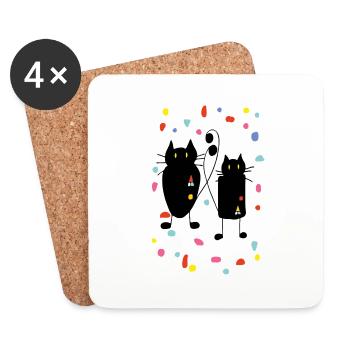 Cats - Coasters (set of 4) - white - Front