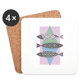 Des poissons - Dessous de verre (lot de 4) - blanc - Devant