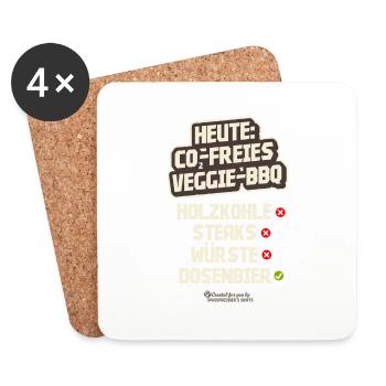 Veggie BBQ CO2-neutral ohne Fleisch und Holzkohle - Untersetzer (4er-Set) - Weiß - Vorne