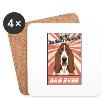 Best Basset Hound Dad Ever I Basset Lover - Untersetzer (4er-Set) - Weiß - Vorne