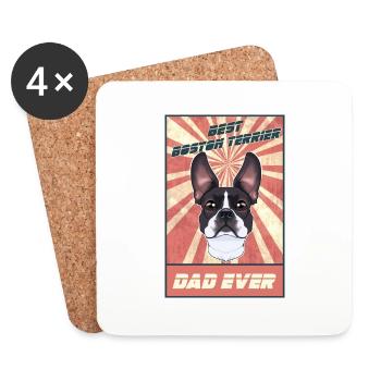 Meilleur papa Boston Terrier Jamais I Boston Terrier - Dessous de verre (lot de 4) - blanc - Devant